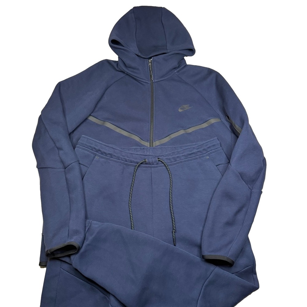Nike Tech Fleece Sweatsuit Hoodie Joggers Midnight Navy Blue Men's Size XL
